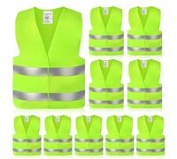 HOSPAOP Lot de 10 Gilets de Sécurité Voiture, Gilet Haute Visibilité Jaune Fluorescent avec Bandes Réfléchissantes, Gilet Réfléchissant Auto pour Panne, Dépannage, Travail, Conforme en ISO 20471
