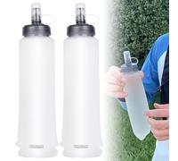 HOSPAOP Lot de 2 gourdes pliables pour le sport, 500 ml, en TPU, ultra légères, anti-fuite, sans BPA, pour sac à dos, vélo, randonnée, camping, extérieur