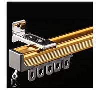 Hospital Curtain Track System RV Aluminium Wall Mount Curtain Rod, Extra Long Curtains Rail with Mute Rollers, Kitchen Dens Bedroom Living Room(Gold B,1m/3.3ft)