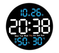 Hosrivae 10 Living Hygromètre mural numérique avec plus pour pouces Horloge domestique multifonction avec télécommande Réveil (Bleu)
