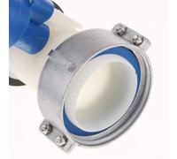 Hosrivae Adaptateur de robinet d'arrêt IBC pour réservoirs d'eau à filetage grossier de 62 mm et 75 mm - Vanne de vidange de pluie HDPE Dn40/DN50 avec écrou de raccordement en aluminium bleu/blanc