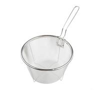 Hosrivae Filet en maille pour égoutter les frites et fruits de mer - Passoire compacte pour passoire à huile et légumes - Panier sans friture en acier inoxydable avec poignée profonde (18 cm, acier