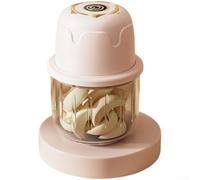 Hosrivae Hachoir à ail rechargeable par USB, bol en verre de 350 ml avec 6 aciers, 28 000 tr/min, hachoir sans fil pour ail, viande, légumes, gadget de cuisine portable, rose (poudre de 350 ml)