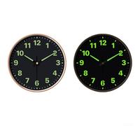 Hosrivae Horloge murale lumineuse phosphorescente 30 cm silencieuse à quartz ronde avec verre trempé pour chambre à coucher, salon, bureau, décoration d'intérieur moderne à lire (D)