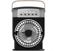 Hosrivae Humidificateur portable, ventilateur de brume, pour mini refroidisseur d'air avec 5 buses de pulvérisation, rechargeable par USB, réservoir d'eau de 600 ml, 3 vitesses, flux d'air à 180