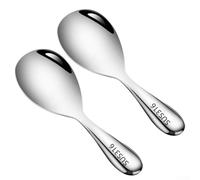 Hosrivae Lot de 2 cuillères à riz à riz avec poignée asiatique non épaisse pour la maison avec ensemble ergonomique Plus durable en acier inoxydable