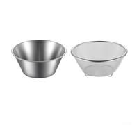 Hosrivae Lot de 2 passoires en acier pour laver le riz, les fruits et les légumes avec maille fine, passe au lave-vaisselle, 16 cm - Naturel