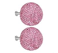 Hosrivae Lot de 2 poignées de porte et 30 mm de diamètre pour armoire, tiroir, vis, boule strass en forme de paillettes (rose)