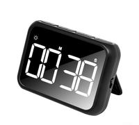 Hosrivae Minuteur de cuisine électronique LED avec compte à rebours et chronomètre, luminosité adaptable, 3 réglages de volume, dos magnétique pour réfrigérateur (noir)