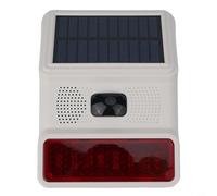 Hosrivae Sirène d'alarme solaire sans fil avec lumière stroboscopique clignotante 433 MHz, alarme de sécurité extérieure à énergie solaire, boîtier ABS résistant aux intempéries, installation facile