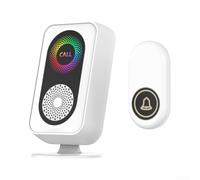 Hosrivae Sonnette sans fil longue portée de 396,2 m avec indicateur lumineux RVB, 60 choix de mélodie, réglage du volume et certification d'étanchéité IP66 (blanc)
