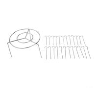 Hosrivae Support à brochettes en acier avec 12 crochets, insert rond pour grille de cuisson uniforme, outils de barbecue, utilisation domestique et extérieure (grill + 24 pièces)