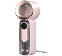 Hosrivae Ventilateur de refroidissement portable à 199 vitesses, portable et de bureau, double usage, rechargeable par USB, avec plaque de refroidissement semi-conducteur et LED rose clair pour les