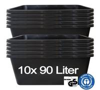 Hossi's Wholesale - 10 pièces bac à mortier 90 litres pour chantier, ménage, jardin, industrie UVM. - Seau à mortier pour mortier, béton, gravats & matériaux de construction - seau de chantier extrême