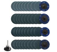 Hossom Lot de 40 50mm Disques Abrasifs à Changement Rapide, Disque de Ponçage Grain 36/60/80/120, Disques à Changement Rapide avec Support de Disque pour Enlever la Rouille et Les Couleurs
