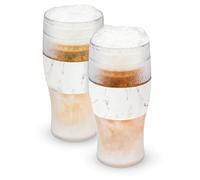 Host Freeze - Lot de 2 verres à bière de 47 cl, verres à pinte à double paroi plastique contenant un gel réfrigérant, Marbré