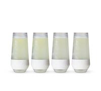 Host gobelets à Champagne réfrigérants Freeze, Verres sans Pied rafraîchissants à Double paroi isothermes avec Gel réfrigérant Actif | avec Bande en Silicone, Lot de 4, 266 ML - Paillettes (10040)