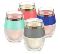 Host - Lot de 4 verres réfrigérés isothermes à double paroi avec gel réfrigérant, verres à vin rouge et blanc, 25 ouleurs assorties
