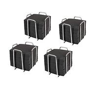 HostelNovo - Lot de 4 serviettes de table avec 200 serviettes de cocktail 10 x 10 cm - Porte-serviettes en acier inoxydable résistant - Serviettes noires en papier jetable