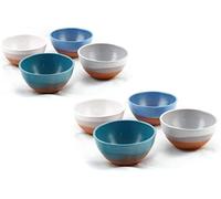 Hostelnovo - Pack Bowls multicolore en céramique naturelle - Fabriqué en Espagne et peint à la main - 4 couleurs : bleu, vert turquoise, gris et blanc (4)
