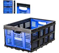 Hoström Caisse rangement plastique Pliable, Bac de rangement Empilable, Grand bac 56x41x27cm, Capacité 49L, Stockage pour outils, vêtements, livres
