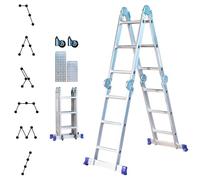 HOSTRÖM Echelle Pliante articulée STAVALANCE 4x3 marches, echafaudage Multifonction, escabeau, 2 plaques Plateforme de Travail, Garantie 5 Ans