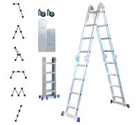 HOSTRÖM Echelle pliante articulée STAVALANCE 4x4 marches, echafaudage multifonction, escabeau, 2 plaques plateforme de travail, Garantie 5 ans
