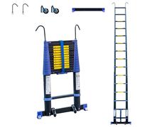 HOSTRÖM Echelle telescopique 4,4m, Aluminium, Pliable, Extensible, Multi-Fonction, H Travail Max 5,3m, Crochets Amovibles, Garantie 5ans