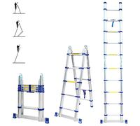 HOSTRÖM Echelle télescopique articulée 3,2m STEMPAKT, escabeau 2x5 marches Pliable Professionnel Multifonction, H Max Travail 4,1m, Garantie 5 Ans