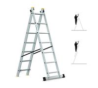 HOSTRÖM Echelle Transformable 2 Plans StablePro 2x7 marches Aluminium Extensible coulissante, 3 Positions, Hauteur Travail Max 4,25m, Garantie 5 Ans