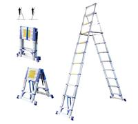 HOSTRÖM Escabeau 11 marches telescopique EXTENDACT11, Echelle telescopique 3.2m+2.9m, Pliable, Stabilisateur, H Max Travail 4.7m, Garantie 5 Ans