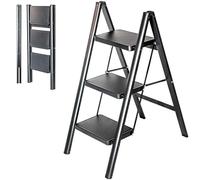HOSTRÖM Escabeau 3 marches FOLDPACT3, Marche Pied Pliable, Design Ultra-Compact, Marches Larges 17,5 cm, Acier, Etagère temporaire, Garantie 5 Ans