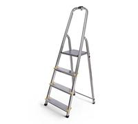 HOSTRÖM Escabeau 4 marches DURA Pliable, marchepied léger en Aluminium, Hauteur Plateforme 75cm, Pieds antidérapants, Charge 150kg, Garantie 5 Ans