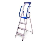 HOSTRÖM Escabeau 4 marches Secure Pro, Aluminium renforcé, sécurisé avec rampes, Tablette Porte-Outils, Hauteur Plateforme 89cm, Garantie 5ans