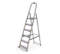 HOSTRÖM Escabeau 6 marches DURA Pliable, marchepied léger en Aluminium, Hauteur Plateforme 119cm, Pieds antidérapants, Charge 150kg, Garantie 5 Ans