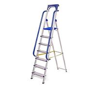 HOSTRÖM Escabeau 7 marches Secure Pro, Aluminium renforcé, sécurisé avec rampes, Tablette Porte-Outils, Hauteur Plateforme 158cm, Garantie 5ans