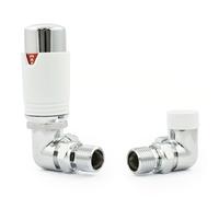 Hot Flow Tête de valve thermostatique pour radiateur d'angle estuaire TRV et bouclier de verrouillage (chrome et blanc)