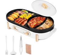 Hot-pot électrique - Plaque de cuisson - Repas partagés - Double contrôle de la température - Pour 3 à 12 personnes - Noir