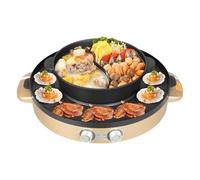 Hot Pot Professionnel - Barbecue électrique anti-adhésif 2 en 1 amovible - 28 cm - Pour intérieur et extérieur - Noir - Prise européenne