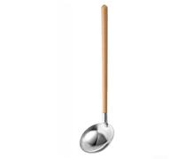 Hot Pot Skimmer Louche araignée en acier inoxydable 304 avec poignée en bois pour passoire à boulettes de viande, filtre à huile, écumoire de 25,5 cm (cuillère argentée)