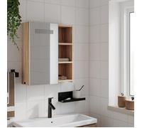 HOT SALE*Armoire de salle de bain à miroir,CLARENCE,60 kg capacité,Placard Mural, avec LED chêne 45x13x52 cm - M805237