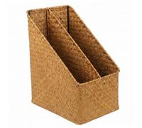 Hotainoys Porte-revues tissé à la main, organisateur de documents, trieur de lettres et magazines en paille tissée à la main, panier rangement épais pour bureau, salle ortoir, porte-fichiers