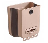 Hotainoys Poubelle pour camping-car, poubelle suspendue pliable pour cuisine, murale sans poinçon avec ouverture, corbeille à déchets pour porte d'armoire, kaki