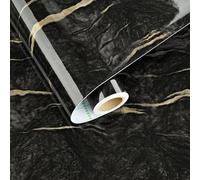 HotDecor Papier Peint Adhésif Noir Dore Brillant Effet Marbre Vinyle Adhesif Plan De Travail Cuisine Lavable Papier Peint Autocollant Chambre Salon Film Adhesif Pour Meuble Armoires 40cm x 200cm