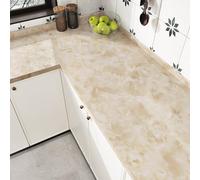 HotDecor Papier Peint Autocollant Marbre Beige Brillant Revetement Vinyle Adhesif pour Meuble Cuisine Plan de Travail Papier Peint Adhesif Mural Chambre Salle de Bain Lavable Rouleau 60cm x 300cm