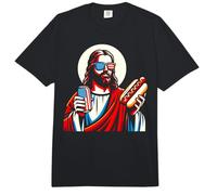 Hotdog à la bière Patriotique chrétienne américaine Funny Jesus USA Comfort Colors Adult Heavyweight T-Shirt