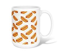 Hotdog - Tasse à café en céramique, style décontracté, ketchup, été jaune, avec poignée, idéale pour l'amitié, la famille, les collègues, les professeurs, 445 ml