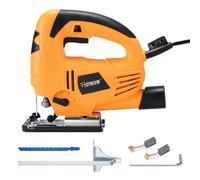 Hoteche Scie sauteuse 65 mm 550 W avec moteur en cuivre 220-240 V 0-3000 tr/min Scie sauteuse pendule pour bois et métal Orientable de 0 à 45 degrés avec accessoires