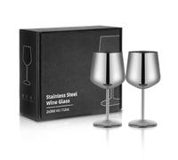 HOTENEAIRE Lot de 2 verres à vin en acier inoxydable de qualité supérieure | Gobelets à vin incassables en métal de 355 ml pour l'extérieur, le camping, les voyages, la piscine et les fêtes