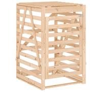 Hothingwell Abri Pour Poubelle Sur Roulettes 84x90x128,5 cm Bois Massif Pin | Porte et couvercle pratiques, verrou avant, lattes de bois ventilées, extension disponible séparément